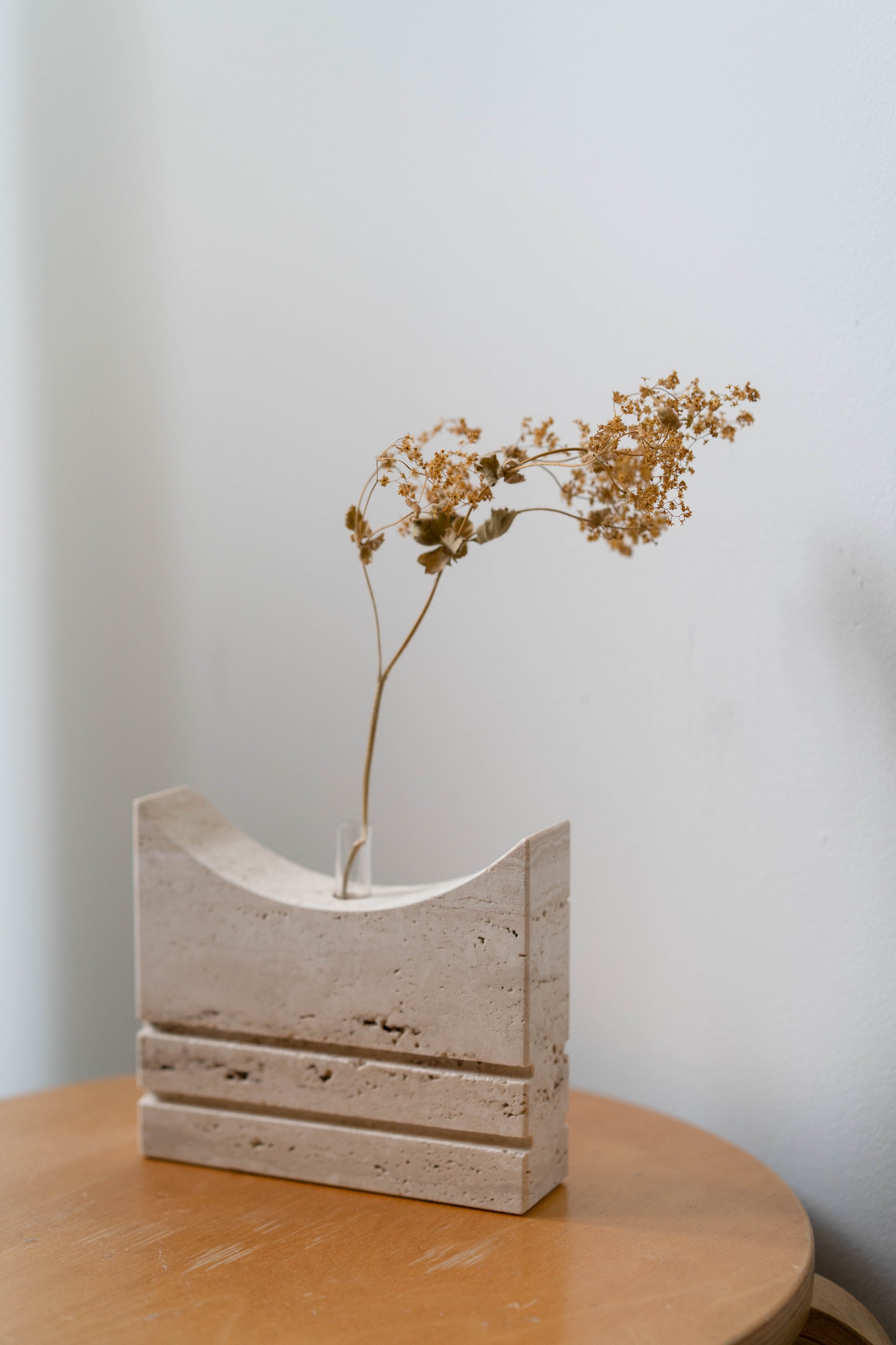 Fratelli Manelli Crescent Travertine Vase