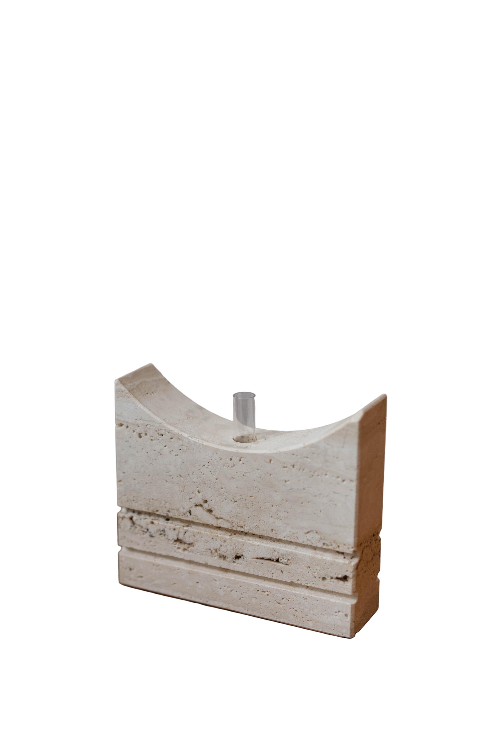 Fratelli Manelli Crescent Travertine Vase