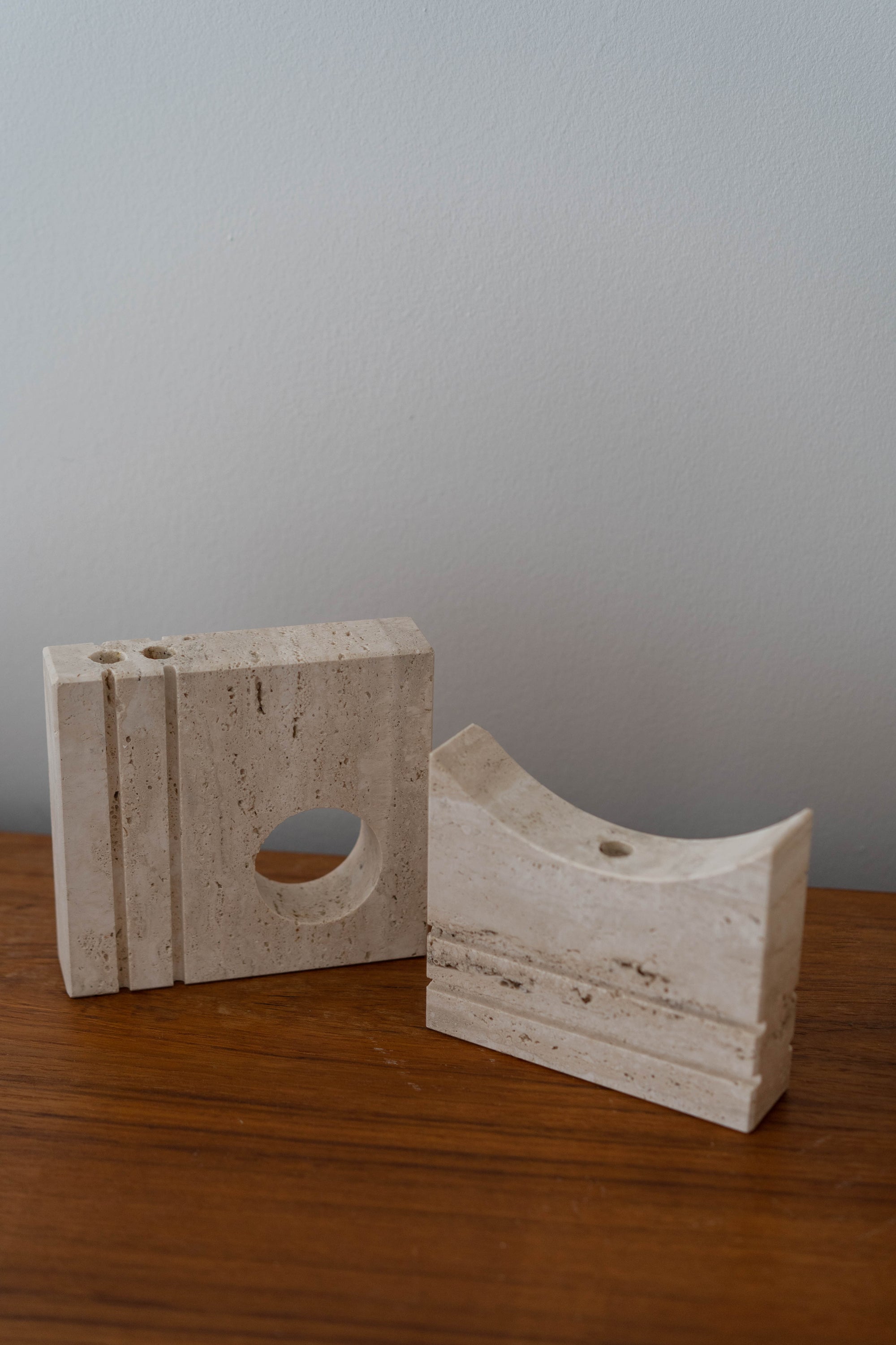 Fratelli Manelli Crescent Travertine Vase