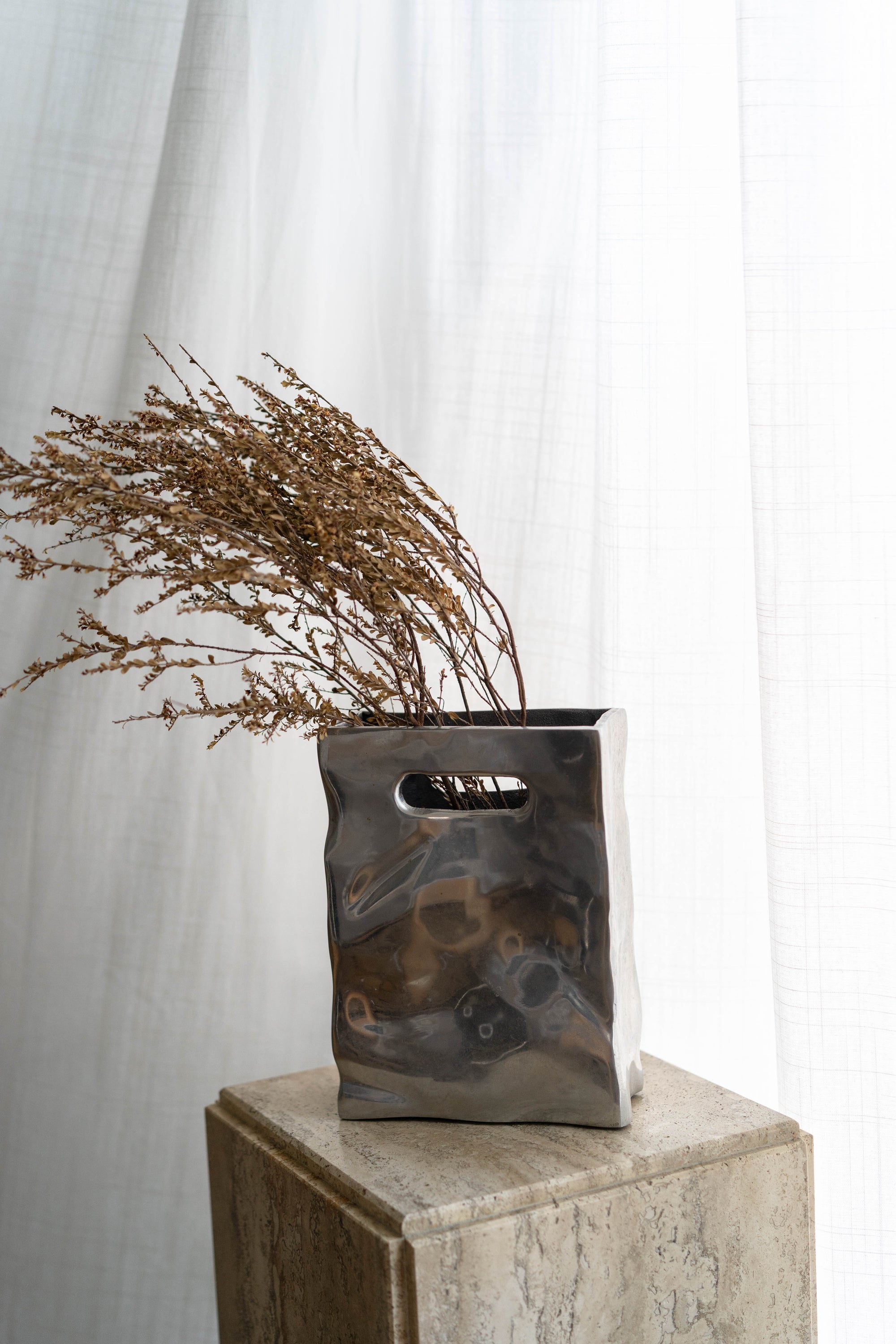 Metal Crinkle Bag Vase