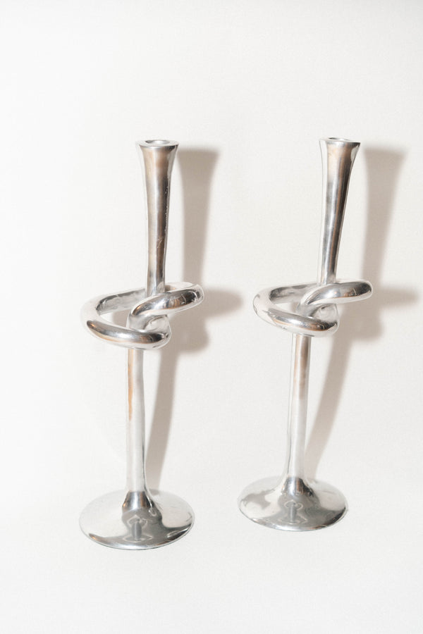 Aluminum Knot Candle Holder Set