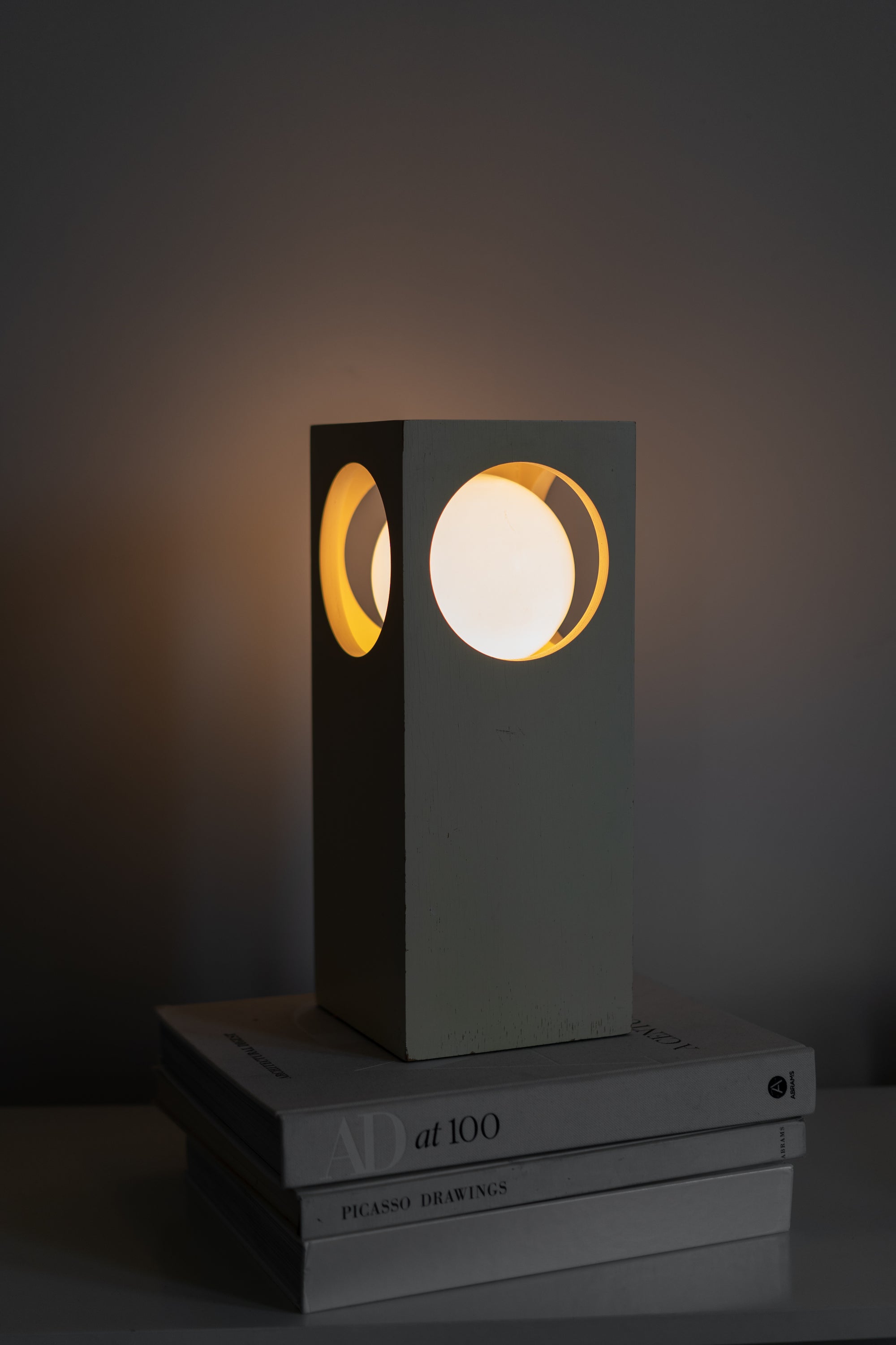 Rectangular Space Age Wooden Table Lamp