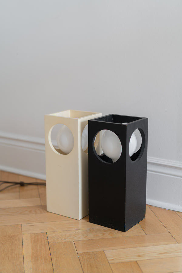Rectangular Space Age Wooden Table Lamp