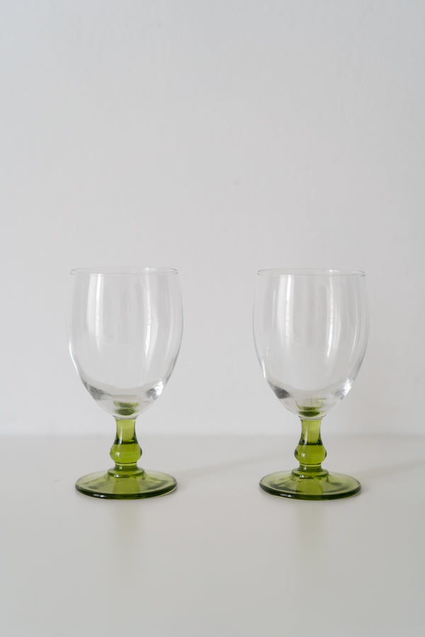 Italian Green Stemmed Wine Glasses