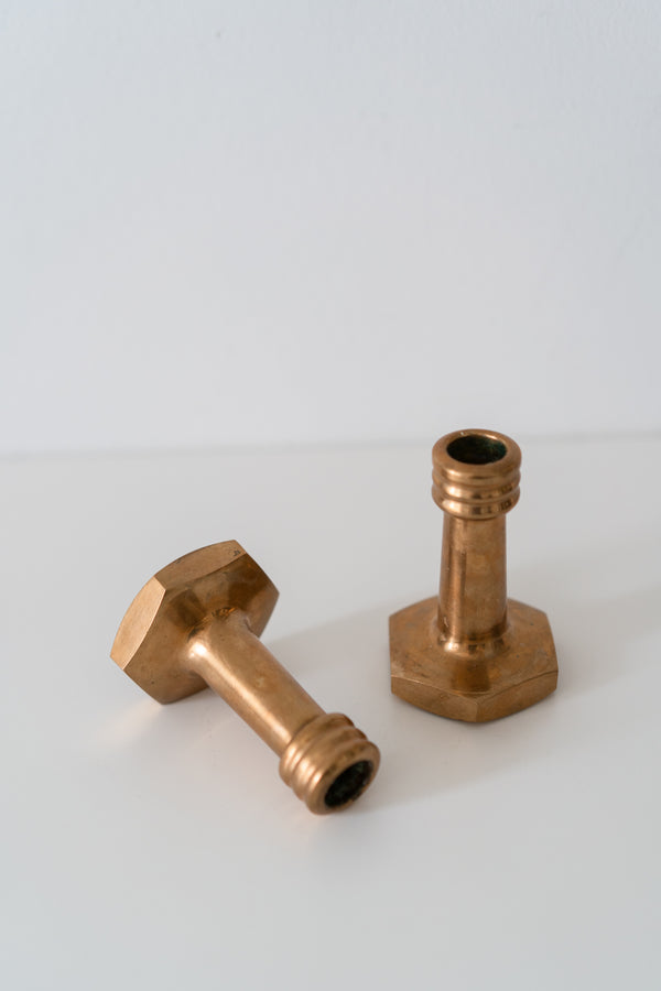 Hexagon Base Copper Candlesticks