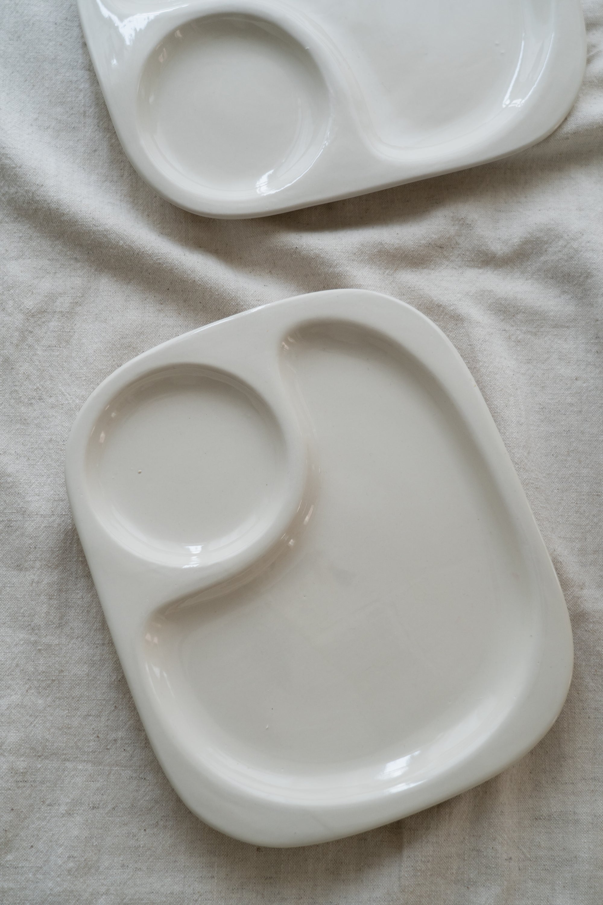 Cream Divided Plates