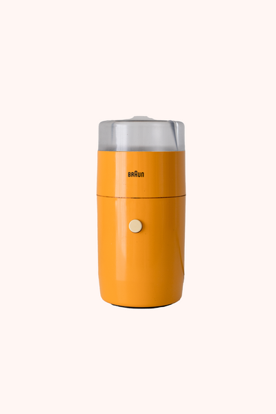 White Braun Type KSM1 Coffee Grinder With Orange Button Designed by  Reinhold Weiss 