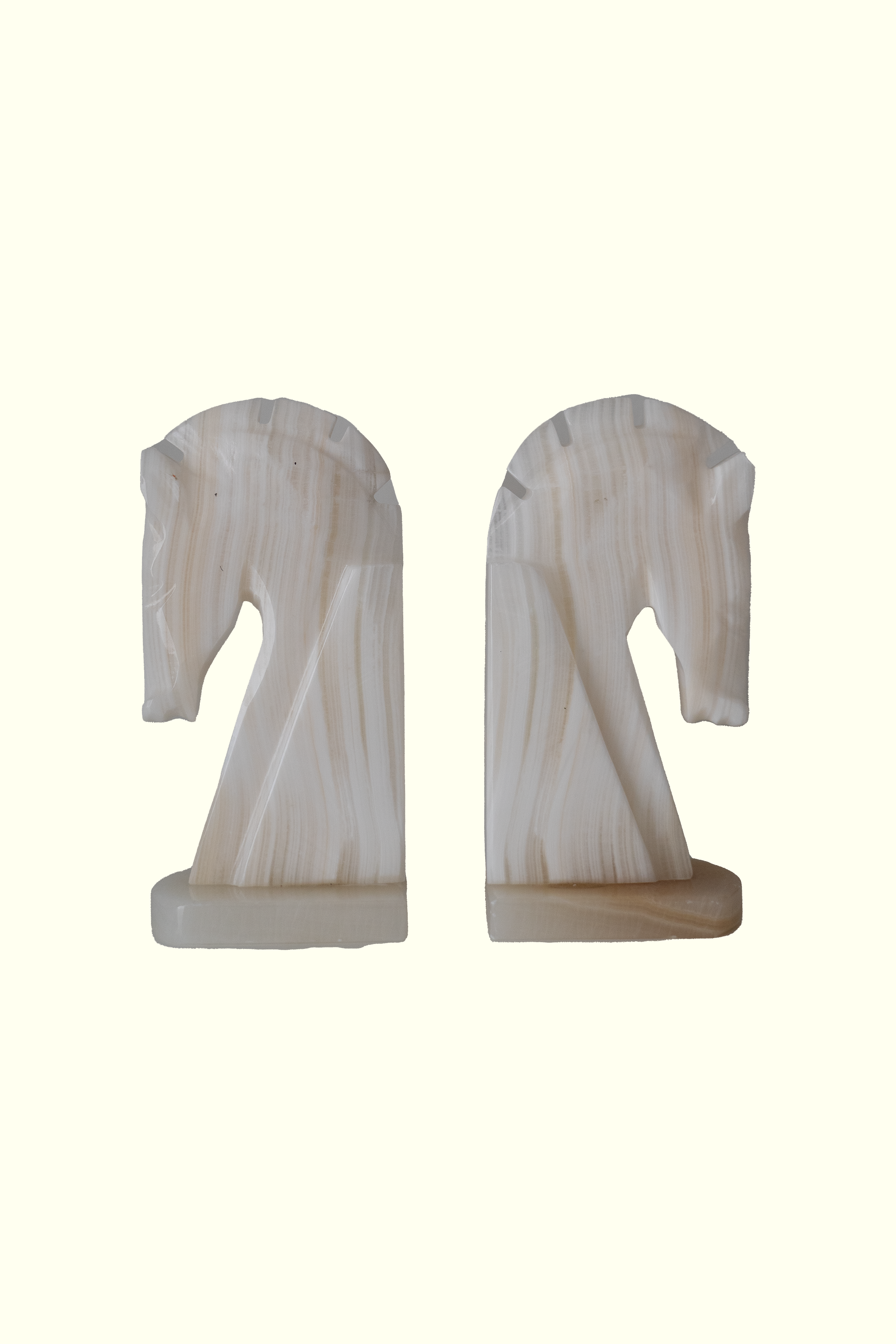 Pair of marble bookends shaped like a horse head