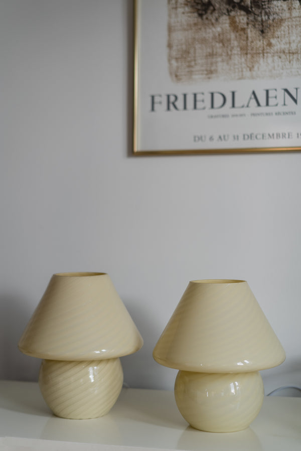 Yellow Swirl Murano Mushroom Lamp