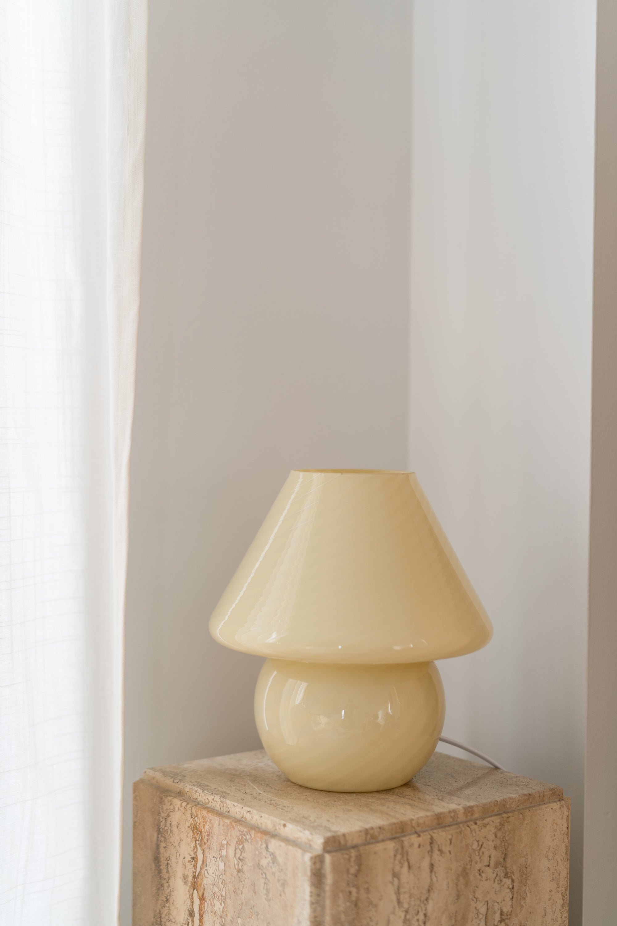 Yellow Swirl Murano Mushroom Lamp