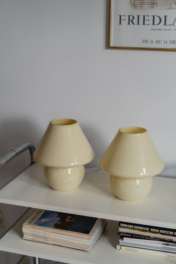 Yellow Swirl Murano Mushroom Lamp