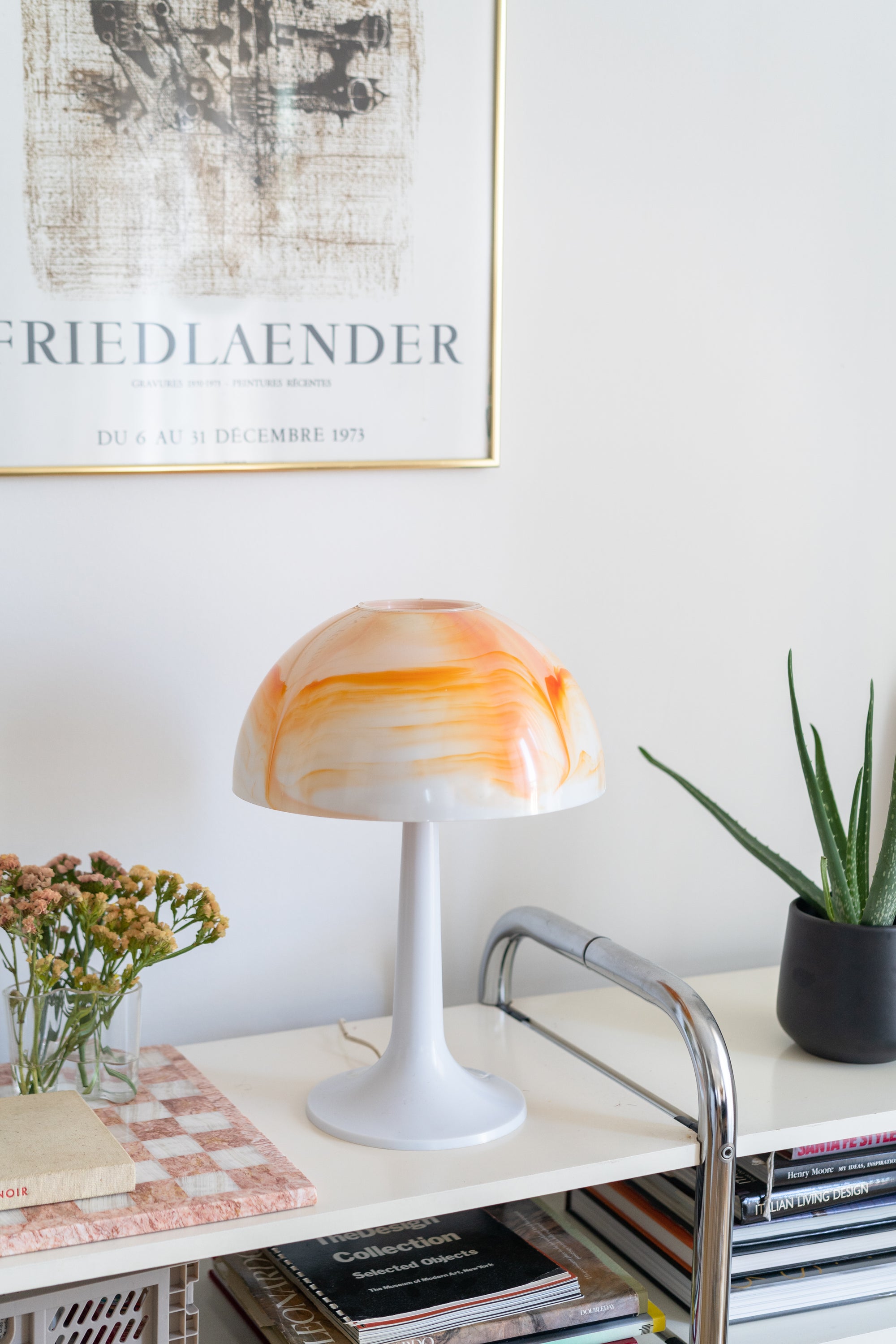 Orange Marbled Mushroom Lamp