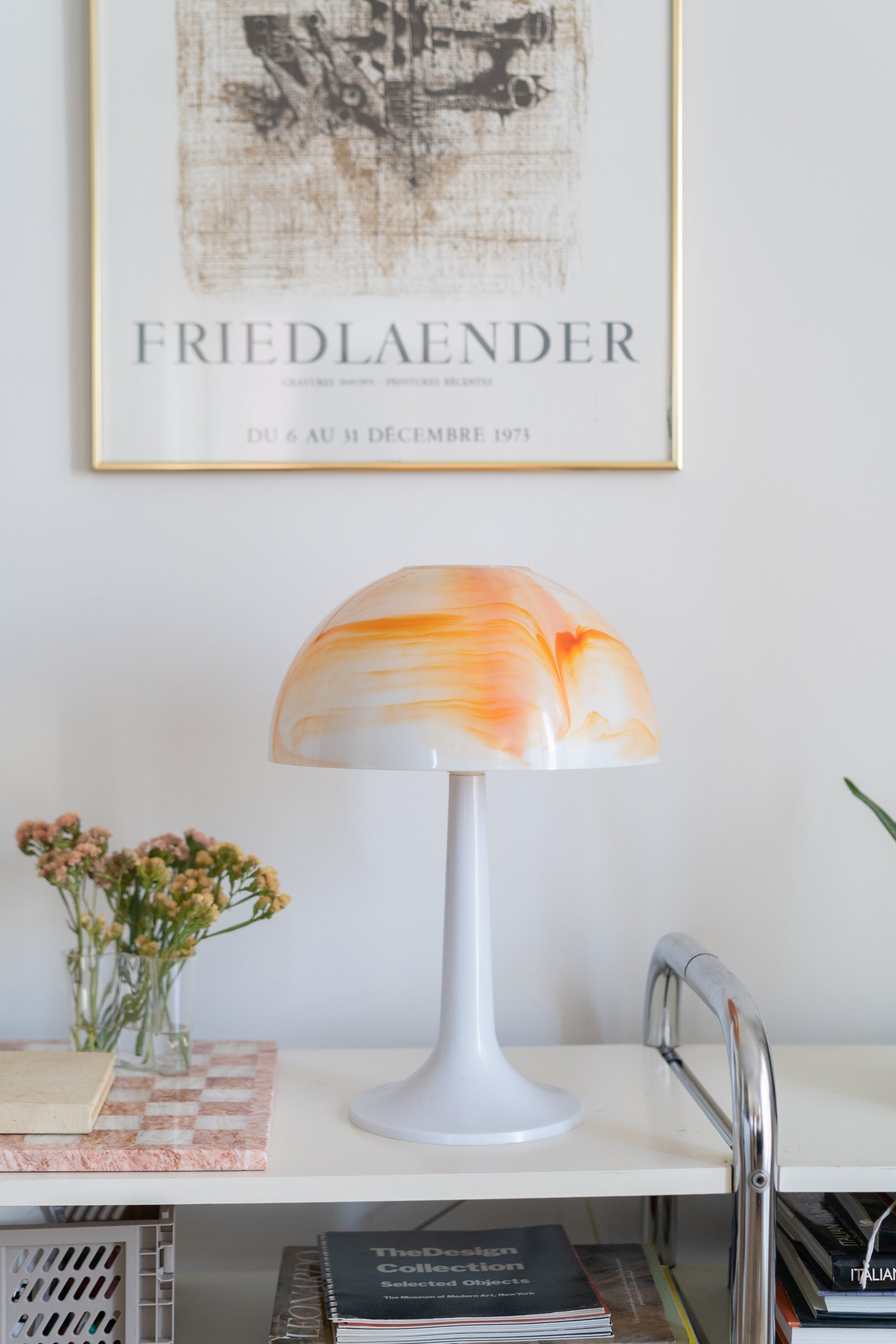 Orange Marbled Mushroom Lamp