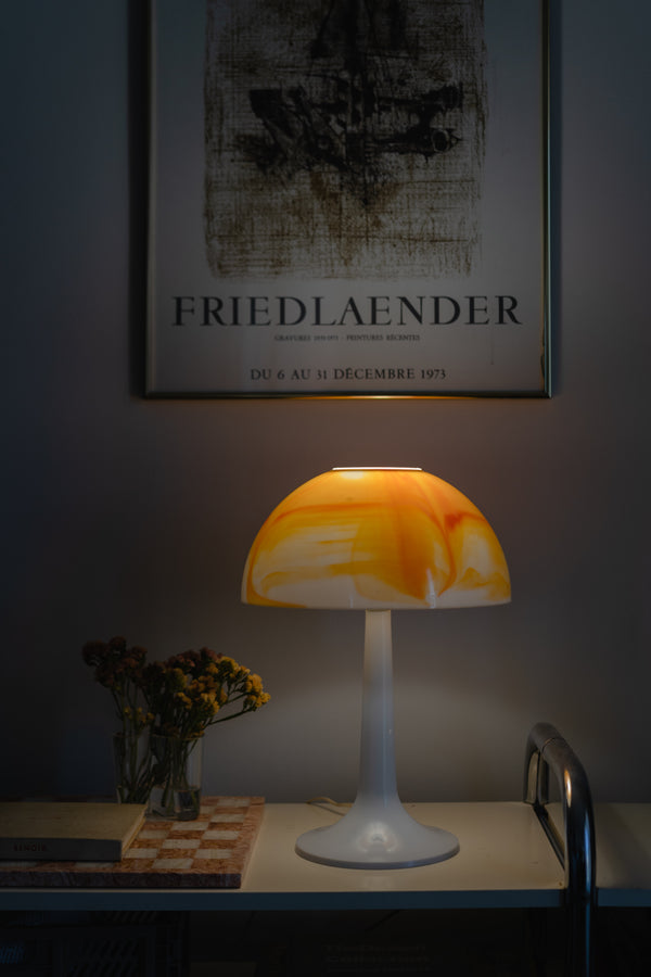 Orange Marbled Mushroom Lamp